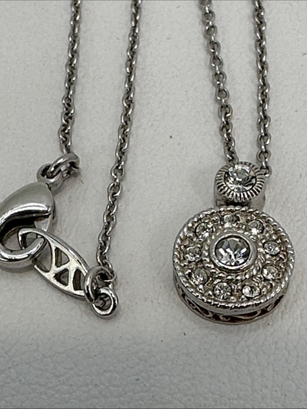 Nadri Rhodium Plated Crystal Halo Necklace 16”